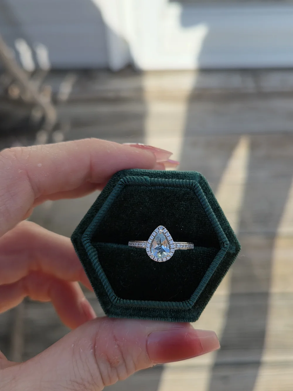 Sterling Silver Aquamarine Halo Ring
